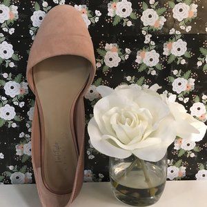 Pink Satin & Suede Flats